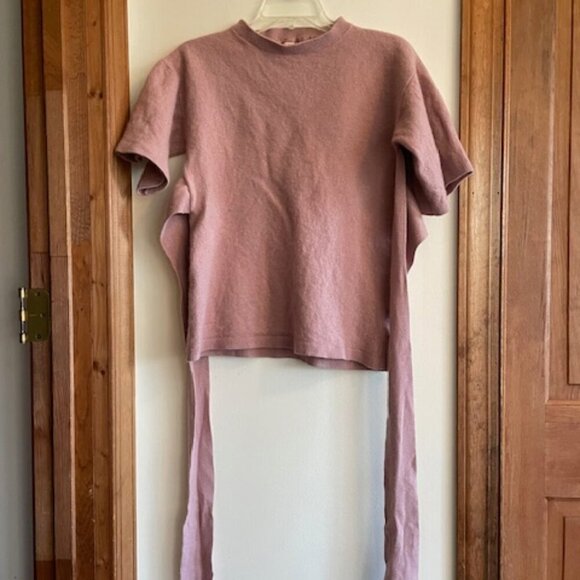 TED BAKER of LONDON Cashmere Blend Short Sleeve Tie Waist Pink Sweater L - Picture 6 of 15